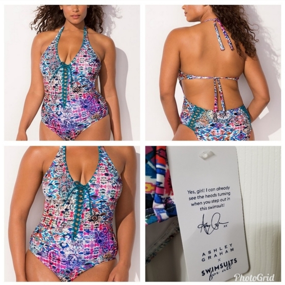 ASHLEY GRAHAM VIP Safi Swimsuit Monokini  Plus Size 16 NWT - Picture 2 of 11